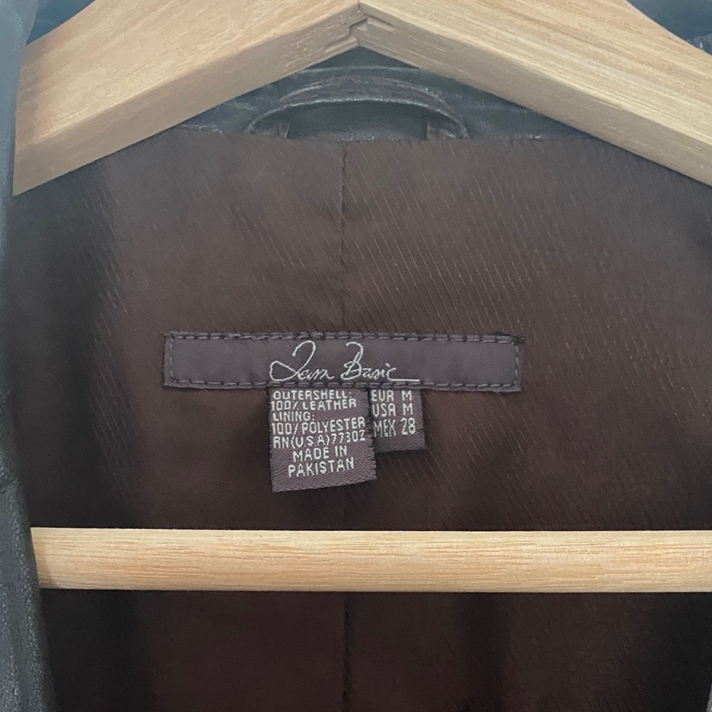 Zara Sleek Black Genuine Real Leather Jacket: Black and Brown - Picture 2 of 16